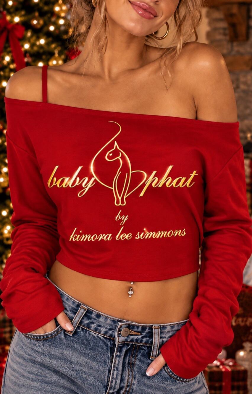 Baby Phat Kimora Lee Simmons Red Off Shoulder Y2K Top Women’s XL Sweater NWOT